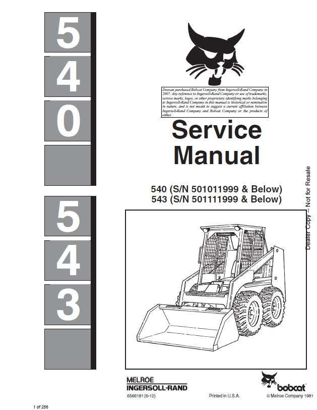 BOBCAT 540 543 Skid Steer Service