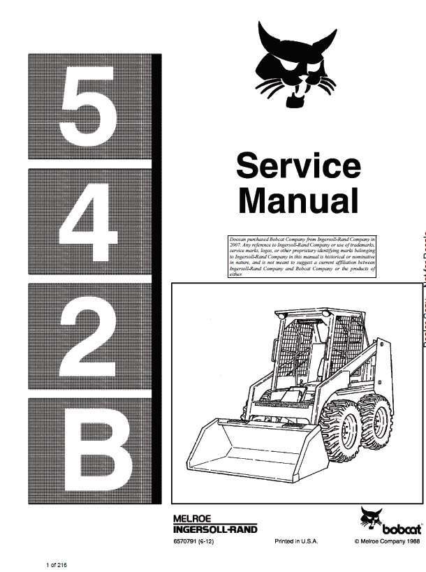 BOBCAT 542B Skid Steer Manual