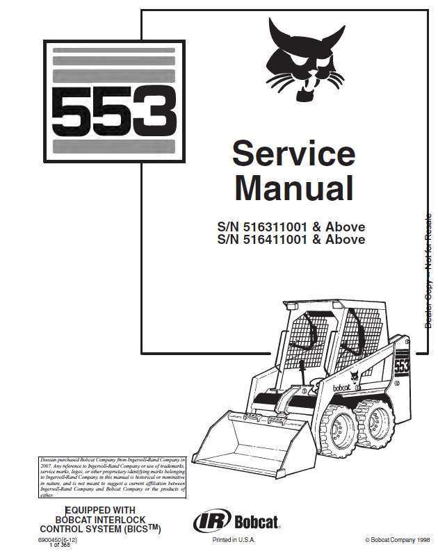 BOBCAT 553 Skid Steer Loader Service repair