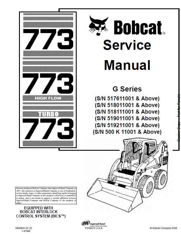 BOBCAT 773, 773 High Flow, 773 Turbo G Series Skid Steer Loader